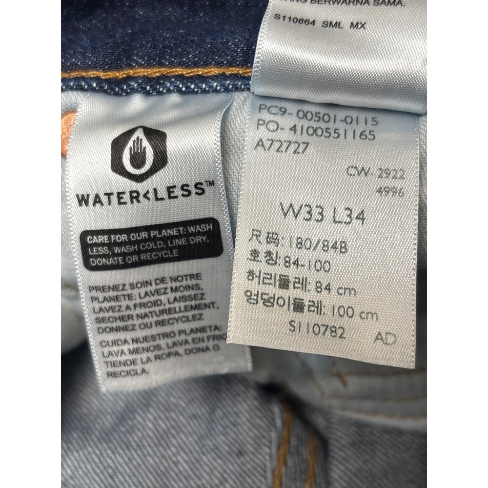 Levi's 501 Original Fit Jeans Men's 33x34 Dark Wash 100% Cotton - Picture 8 of 9